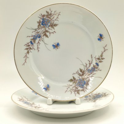 Пара десертных тарелок с цветочным декором, De Fuisseaux Baudour