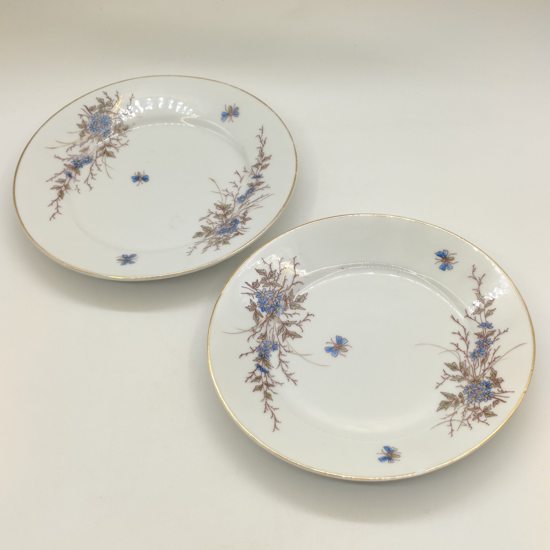 Пара десертных тарелок с цветочным декором, De Fuisseaux Baudour