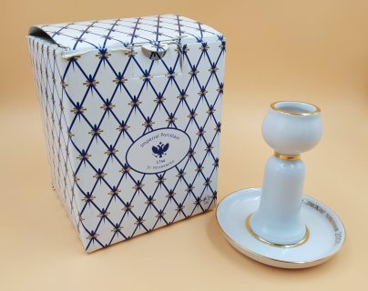 Подсвечник "Коломенские чтения" на одну свечу, в оригинальной коробке, фарфор, золочение, Императорский фарфоровый завод (ИФЗ)