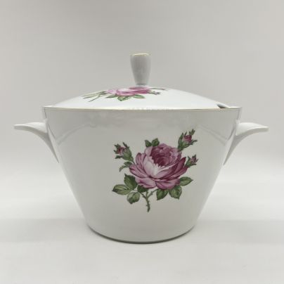 Супница, украшенная изображением роз, фарфор, деколь, золочение, Kahla, ГДР, 1970-1990 гг.