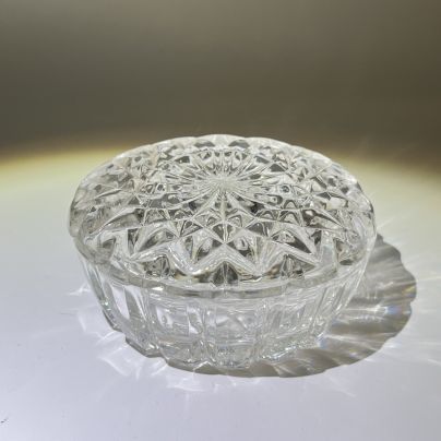 Шкатулка круглой формы для хранения украшений, хрусталь, СССР, 1970-1990 гг.