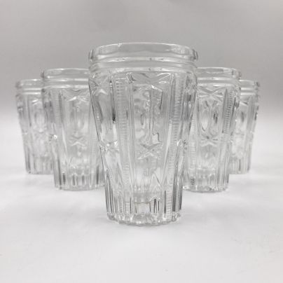 Набор из 6-ти стопок с геометрическим декором, хрусталь, пресс, Дятьковский хрустальный завод, СССР, 1970-1990 гг.