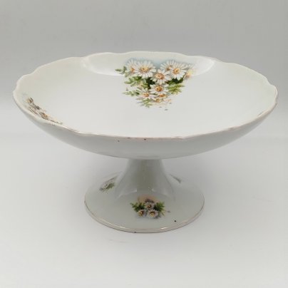 Фруктовница с декором в виде ромашек (экспортное клеймо), фарфор, деколь, Дулевский фарфоровый завод (Дулёво), СССР, 1926-1935 гг.