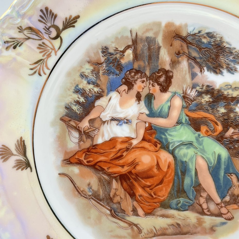 Набор тарелок "Мадонна" на 6 персон, фарфор, деколь, люстр, золочение, Kahla, ГДР, 1960-1980 гг.