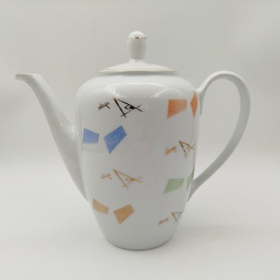 Кофейник украшенный абстрактным декором, фарфор, деколь, Fortuna Eisenberg, Германия, 1960-1973 гг.