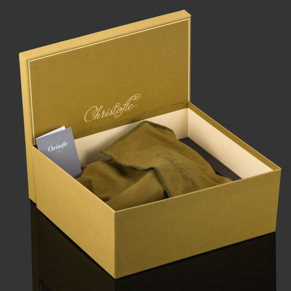 Менажница для закусок трехсекционная из коллекции "Vertigo", в оригинальной коробке, металл, серебрение, картон, ткань, Christofle, Франция, 2015-2020 гг.