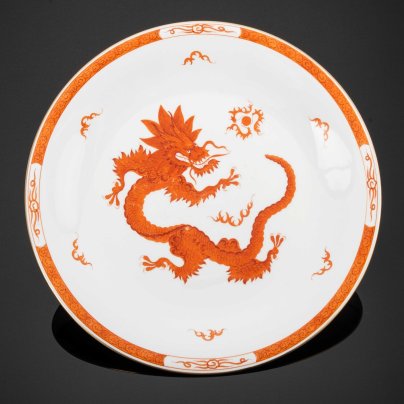 Блюдо "Красный дракон", Meissen (Мейсенский фарфор), фарфор, роспись, золочение