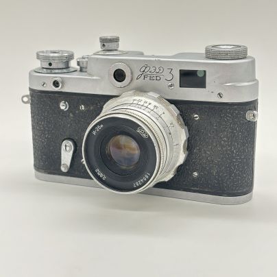 Фотоаппарат "ФЭД-3" (не работает) с объективом "Индустар-26м", металл, стекло, пластик, Харьковский машиностроительный завод им. Дзержинского (ФЭД), СССР, 1961-1979 гг.