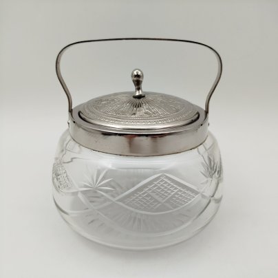 Сахарница, украшенная растительным декором, стекло, металл, СССР, 1970-1990 гг.