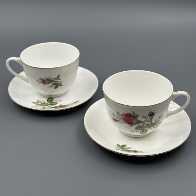 Набор из 2 кофейных пар , украшенных цветочным декором Tietsin Porcelain, фарфор, деколь, золочение, Китай