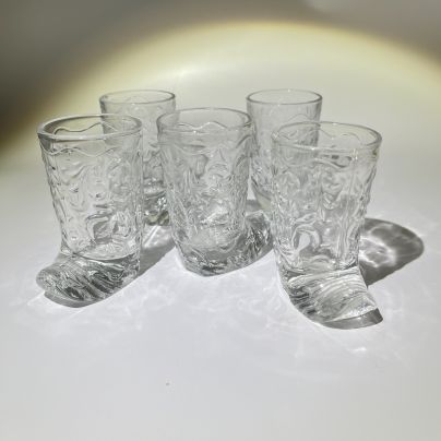 Набор из 5 стопок в виде сапог, стекло, Россия, 2000 г.