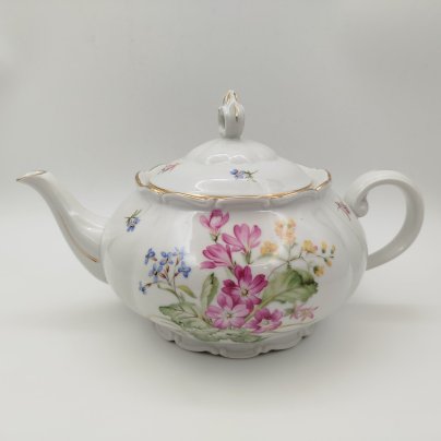 Чайник с цветочным декором, фарфор, деколь, золочение, Haas & Czjzek, Чехословакия, 1920-1950 гг.