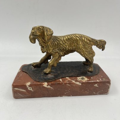Статуэтка "Сеттер" на постаменте, металл, камень, Западная Европа, 1930-1960 гг.