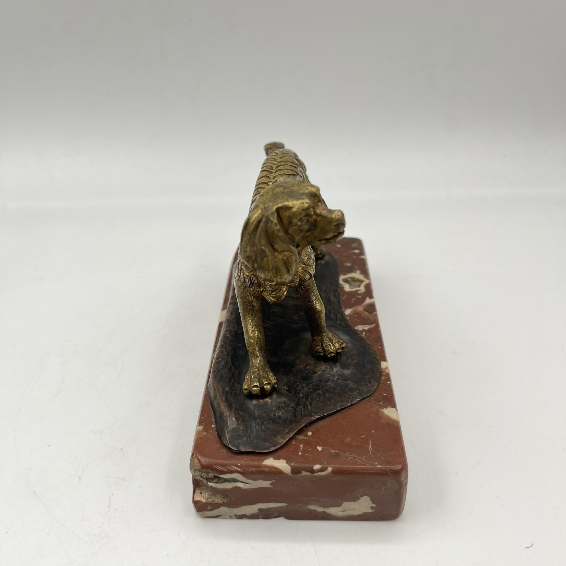 Статуэтка "Сеттер" на постаменте, металл, камень, Западная Европа, 1930-1960 гг.