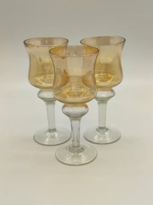 Набор из 3-х фужеров медового оттенка, стекло, СССР, 1980 г.