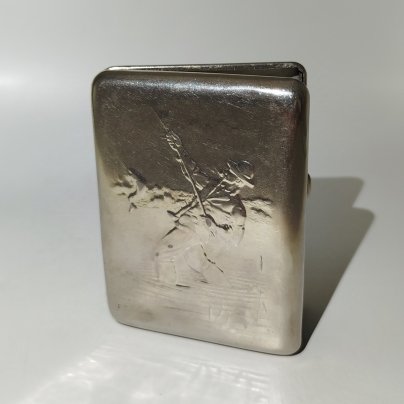Портсигар "Рыбак", металл, СССР, 1970-1990 гг.