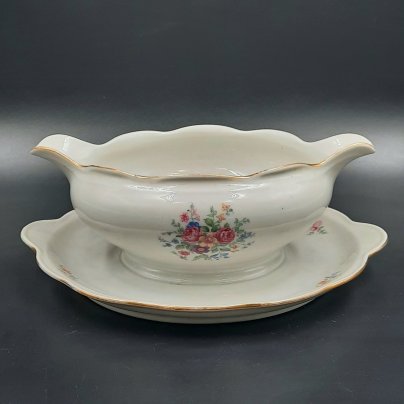 Соусник с цветочным декором, фарфор, деколь, золочение, Wawel, Польша, 1960-1990 гг.