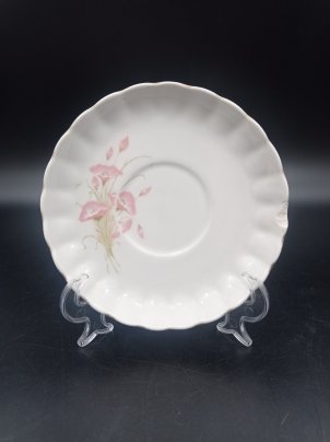 Блюдце с цветочным декором, фарфор, деколь, золочение, Коростенский фарфоровый завод (КФЗ), Украина, 1997-2000 гг.