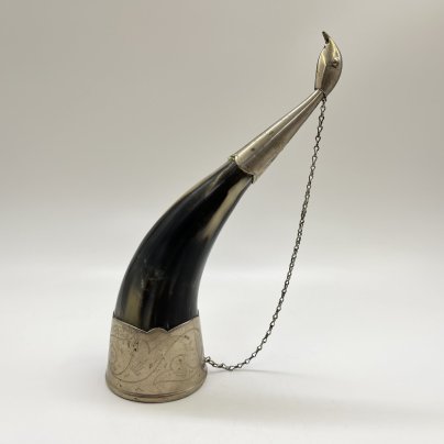 Рог изобилия (кубок для вина) с фигурным навершием, металл, рог, СССР, 1970-1990 гг.