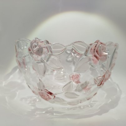 Крупный салатник с рельефным цветочным декором, стекло, Walther Glas, Германия, 1990-2010 гг.