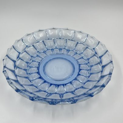 Фруктовница с объемным декором круглой формы, цветное стекло, Опытный стекольный завод, СССР, 1960-1970 гг.