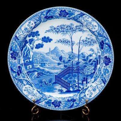 Блюдо в стиле шинуазри, фаянс, деколь, Wedgwood, Великобритания, 1850-1900 гг.