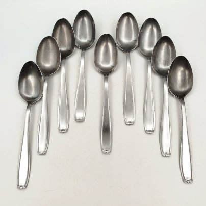 Набор из 9-ти ложек лаконичной формы, клеймо "Rostfrei", сталь, Германия, 1900-1950 гг.