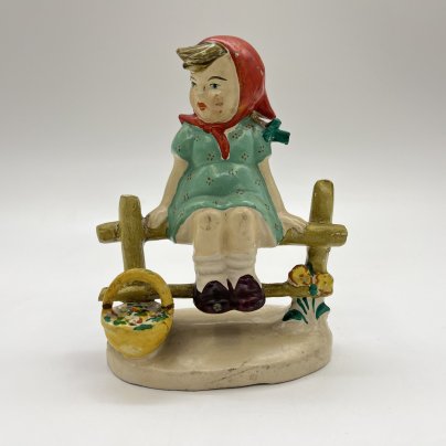 Статуэтка "Девочка с корзинкой", керамика, роспись, Германия, 1950-1960 гг.