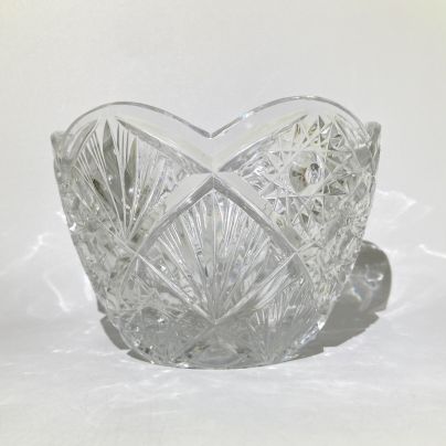 Салатник с резным декором, хрусталь, алмазная грань, СССР, 1970-1990 гг.