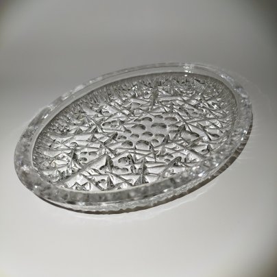 Блюдо овальной формы с рельефным декором, стекло, пресс, СССР, 1960-1990 гг.