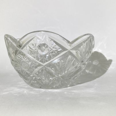 Салатник с резным декором, хрусталь, алмазная грань, СССР, 1970-1990 гг.