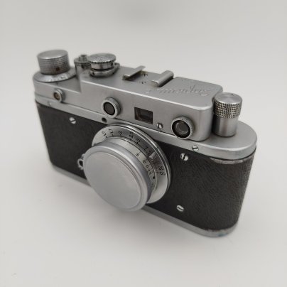 Фотоаппарат "Зоркий С" с объективом "Индустар 22" в оригинальном кофре, металл, кожа, стекло, Красногорский механический завод (КМЗ)