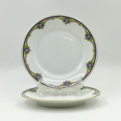 Пара десертных тарелок с флоральным декором, Limoges B&C France (Bernardaud), фарфор, деколь, золочение, Франция, 1900-1922 гг.