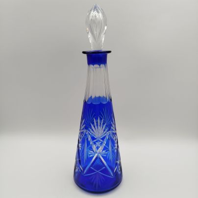 Штоф синего оттенка, стекло, нацвет, алмазная грань, СССР, 1960-1980 гг.