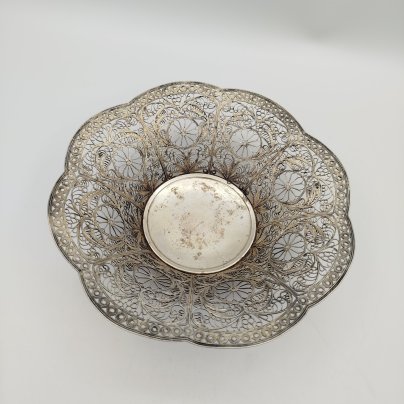 Конфетница, мельхиор (медь-никель), скань, золочение, СССР, 1960-1990 гг.