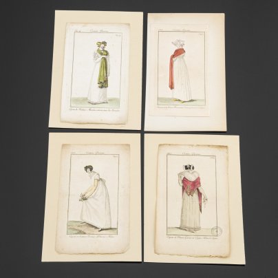 Набор из 4-х гравюр "Costume Parisien" из журнала мод (Le Journal des Dames et des Modes)