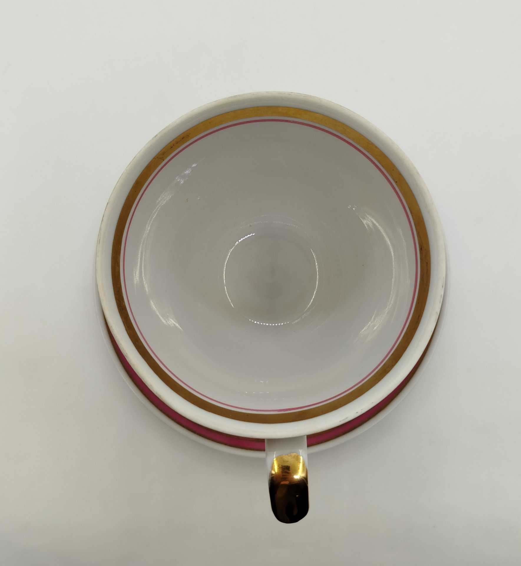 Чайная пара, форма "Классический" ,рисунок "Коралловый", фарфор, крытье, золочение, деколь, Дулевский фарфоровый завод (Дулёво), СССР, 1968-1991 гг.