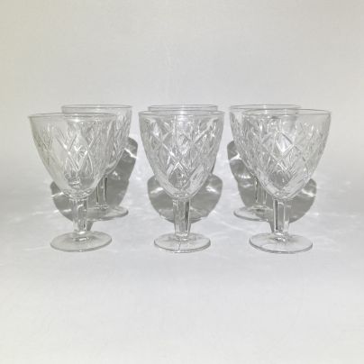 Набор из 6-ти рюмок "Искры", хрусталь, пресс, СССР, 1960-1980 гг.