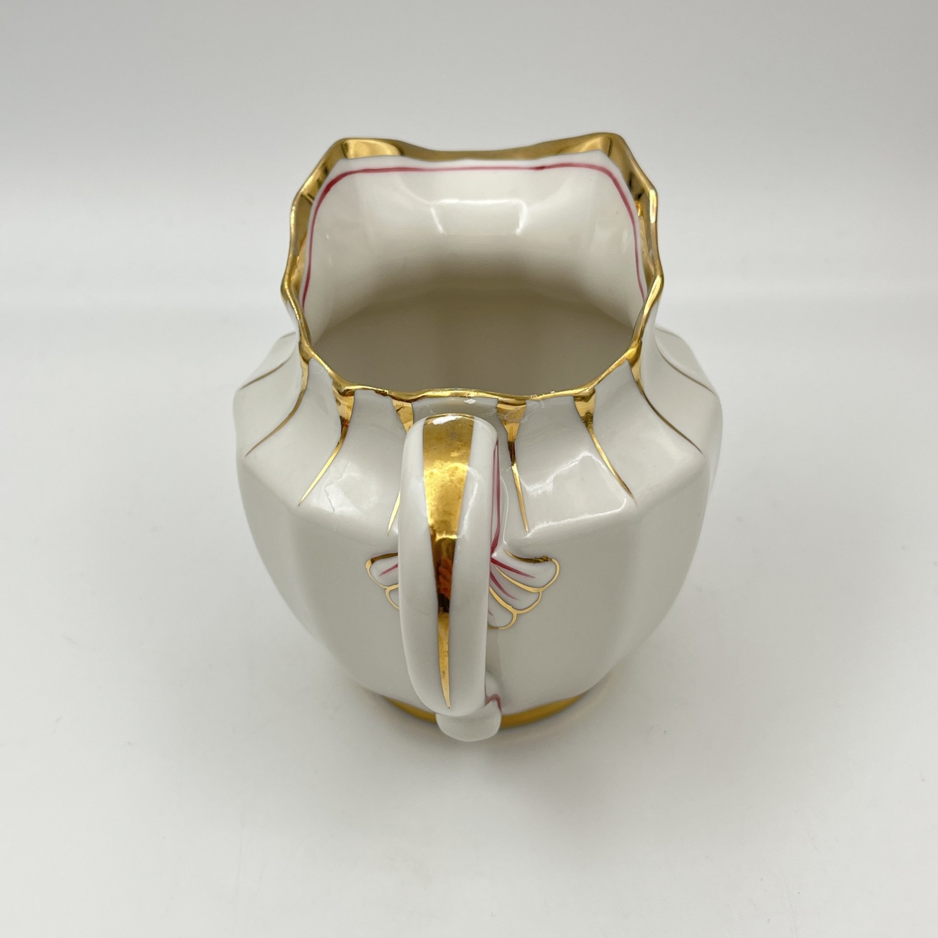 Молочник из сервиза "Солнечный дождь", фарфор, золочение, дорисовка, Дмитровский фарфоровый завод (ДФЗ Вербилки), СССР, 1954-1965 гг.