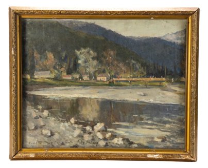 Картина "Пейзаж с озером", художник Булгаков Василий Иванович (1917 - 1970)