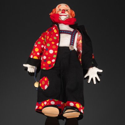 Игрушка винтажная "Клоун", фарфор, роспись, текстиль, Goebel, ГДР, 1979-1990 гг.