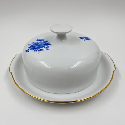 Масленка с цветочным декором, фарфор, деколь, золочение, Kahla, Германия, 1960-1980 гг.