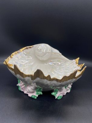 Конфетница "Ракушка", ("Морская раковина"), фарфор, роспись, люстр, золочение, Городницкий фарфоровый завод