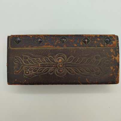 Шкатулка прямоугольной формы, металл, картон, кожа, Россия, 1910-1940 гг.