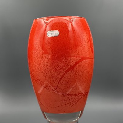 Ваза красного оттенка, лаконичной формы, стекло, Cristal D'Arques Durand