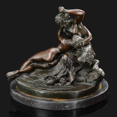 Скульптура "Сатир и нимфа", выполненная по мотивам модели скульптора Miguel Fernando Lopez (Мигель Фернандо Лопес), мастерская Milo, бронза, литье, камень, Европа, 1990-2000 гг.