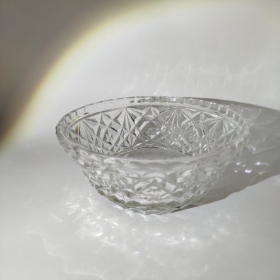 Салатник с резным декором, хрусталь, гранение, СССР, 1970-1990 гг.