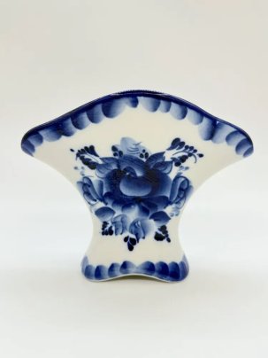 Салфетница с цветочным декором, Гжель, фарфор, роспись, Россия, 1991-2010 гг.