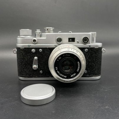 Фотоаппарат "Зоркий 2-С" с объективом "Индустар-50", металл, стекло, кожа, Красногорский механический завод (КМЗ), СССР, 1958 г.