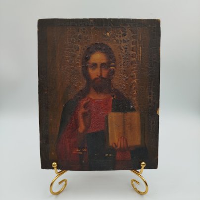 Икона "Господь Вседержитель", дерево, масло, лак, Российская империя, 1880-1915 гг.